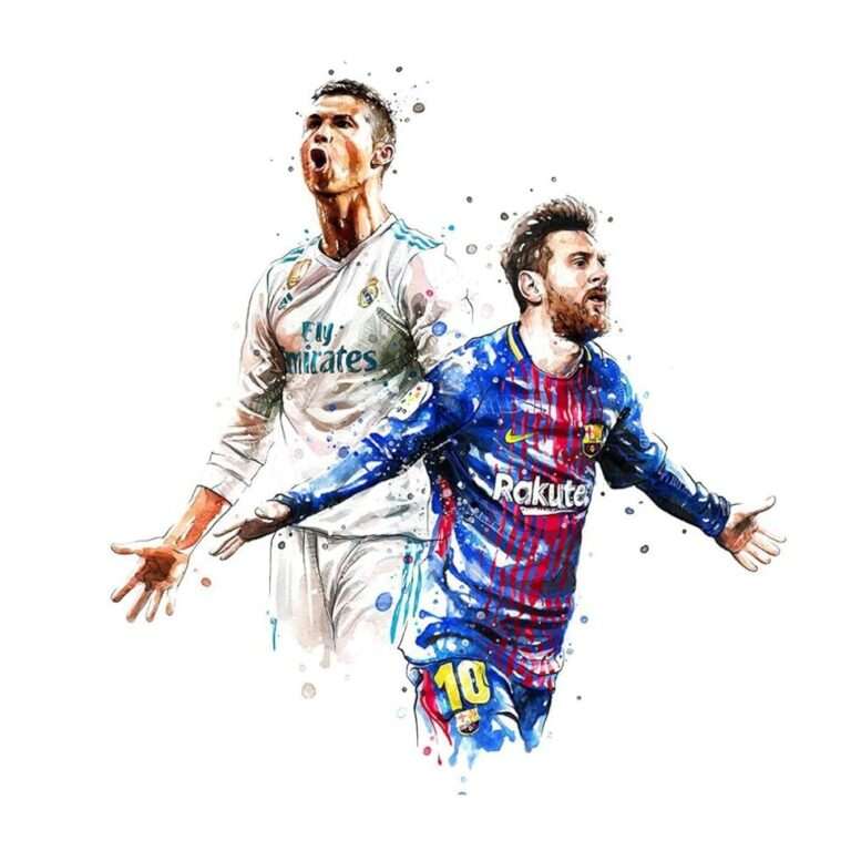 Ronaldo and Messi Printed Reusable Self-Adhesive Wall Sticker