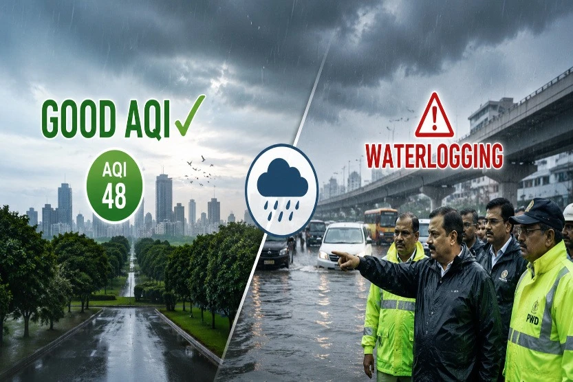 Heavy Rain Brings ‘Good’ AQI, in 3 Years, But Waterlogging Spurs CM and PWD Inspections